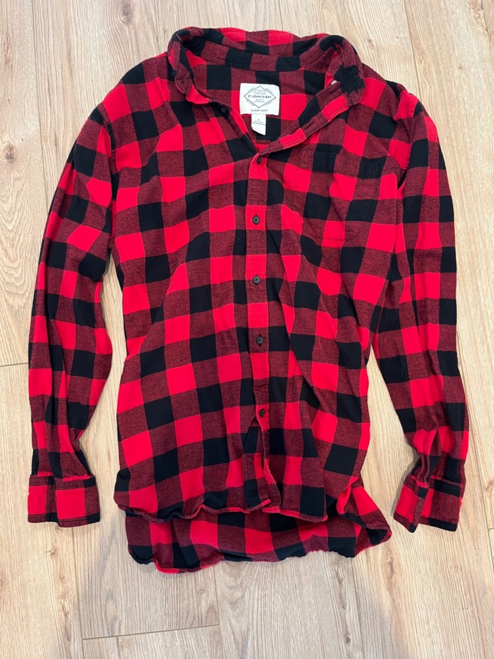 St. John’s Bay Men’s Black Buffalo Plaid Button-Down Shirt